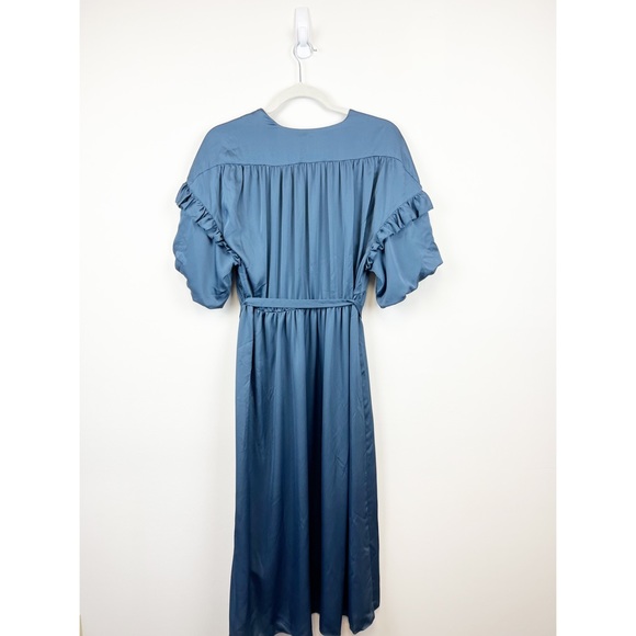 NWOT KATE SPADE NY Slate Blue Satin Midi Dress Size 6 - Picture 7 of 11
